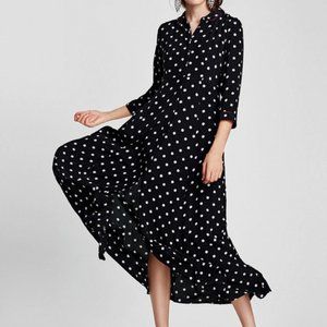 Long polka dot shirt dress